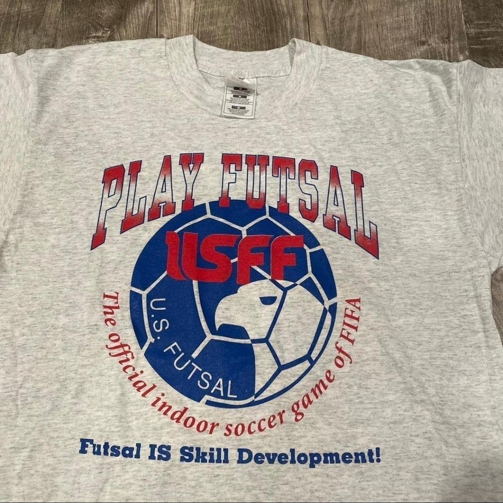 Vintage 90s Futsal Soccer Graphic 90s T Shirt - Mens Size Medium